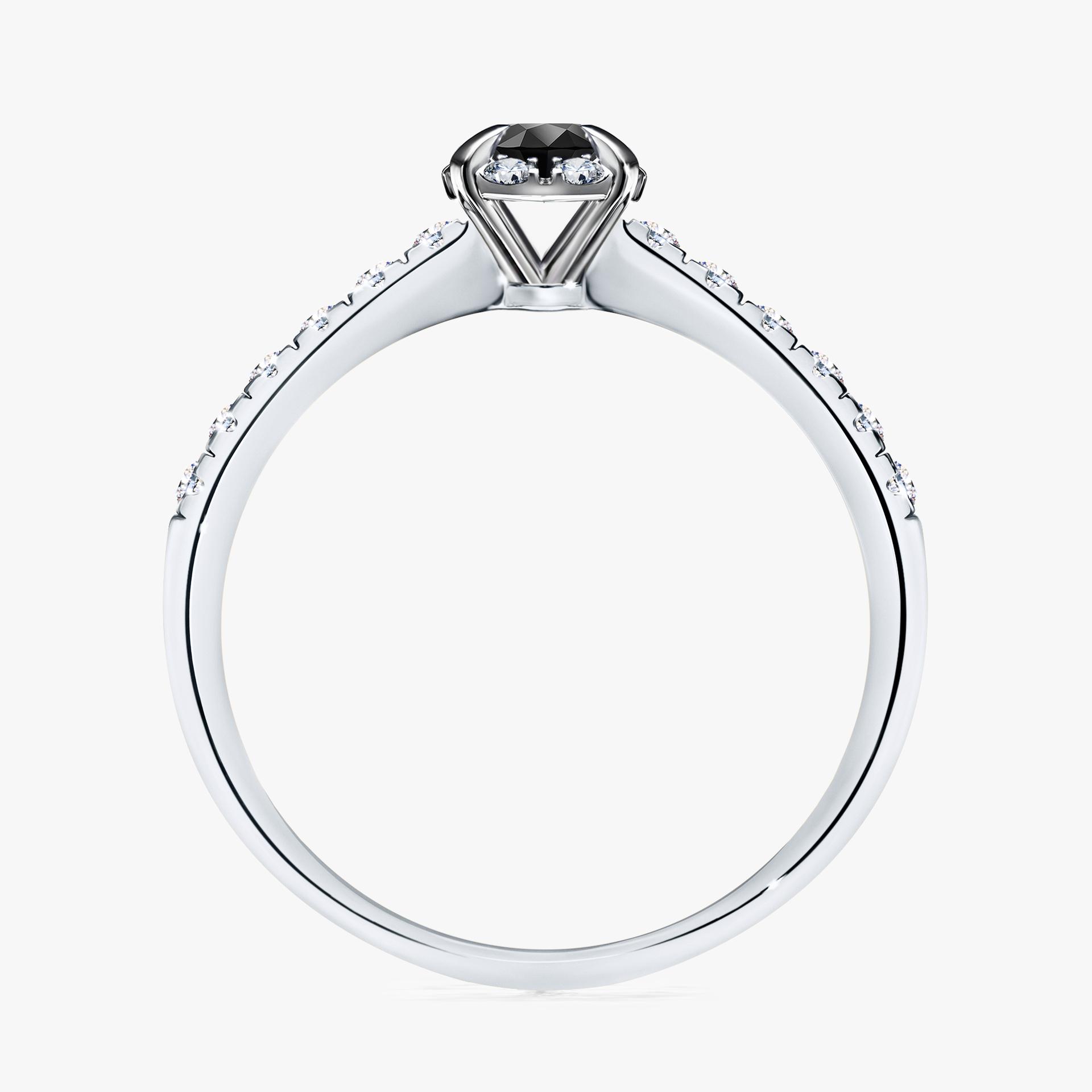 Pierścionek zaręczynowy My Princess z białego złota z czarnym diamentem 0,28ct